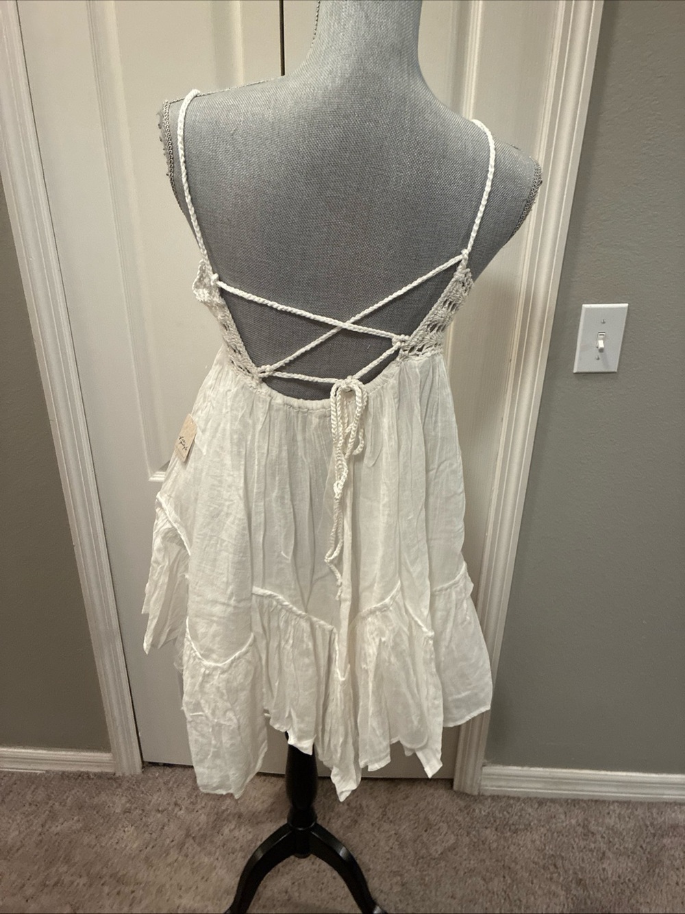Free people ladies Sandoll cotton mini dress size large - Picture 6 of 6